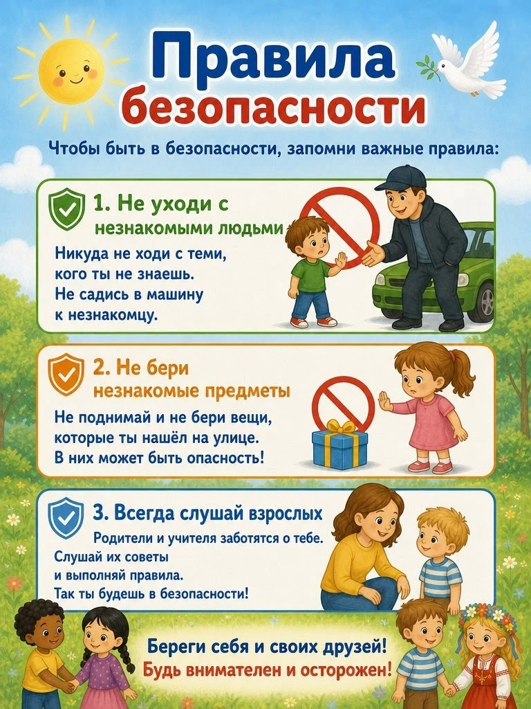 Расскажите детям о правилах безопасности 👆