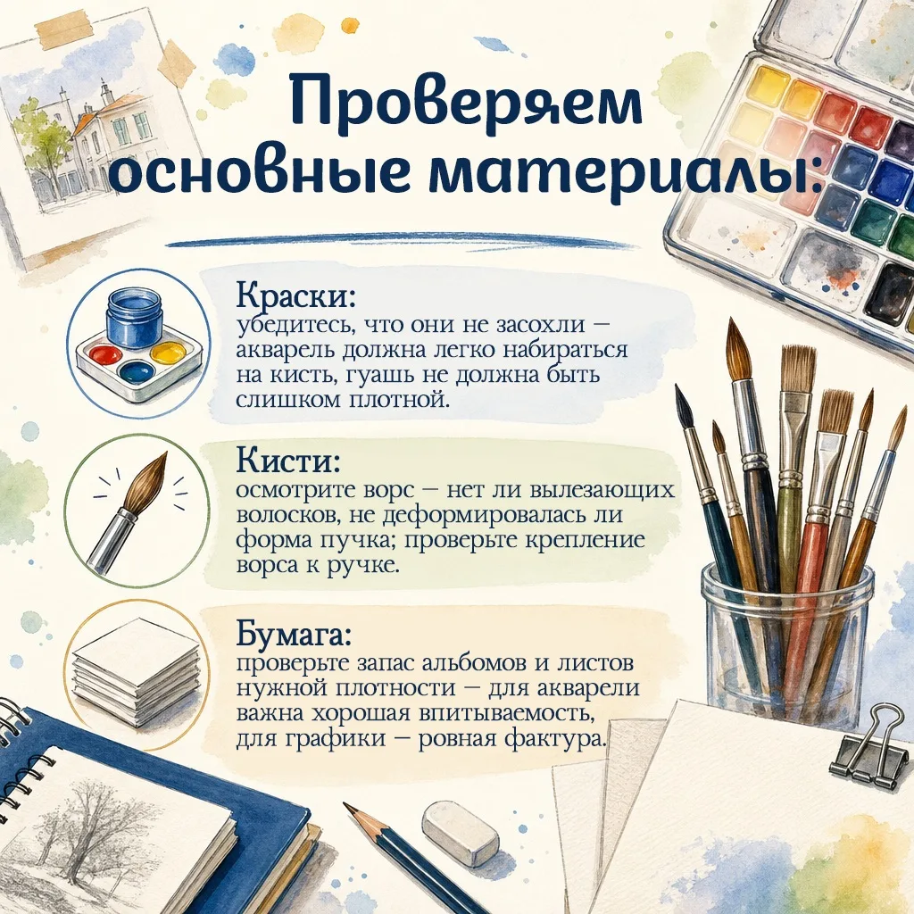✨Август — самое время навести порядок в художественном уголке и собрать всё необходимое...