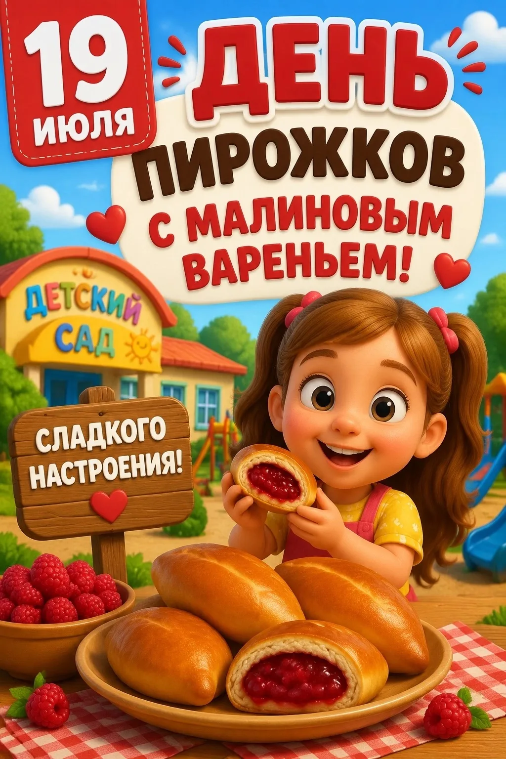 День пирожков с малиновым вареньем отмечается 19 июля. Это неофициальный гастрономическ...
