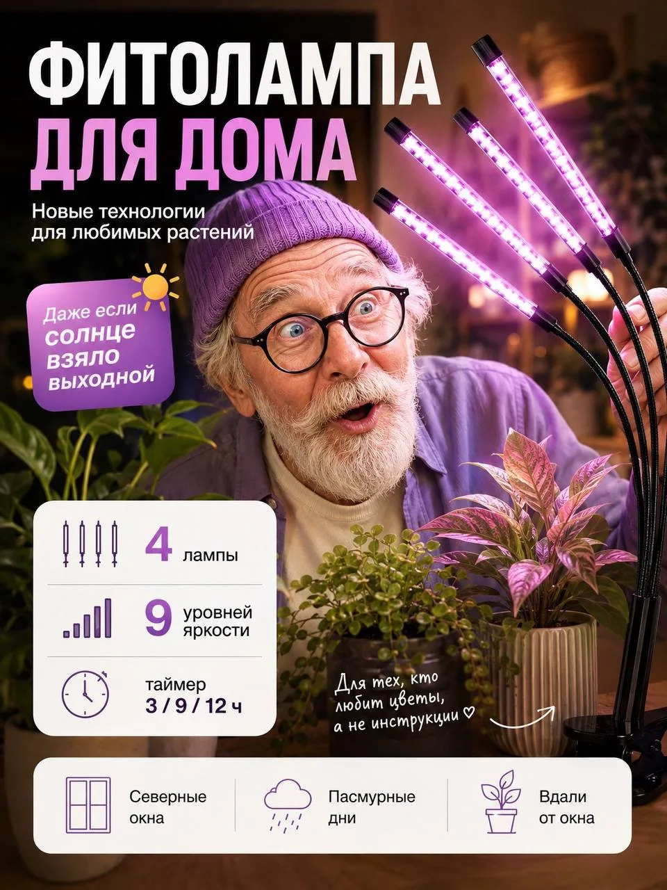Премиальная профессиональная фитолампа для выращивания растений.🫶