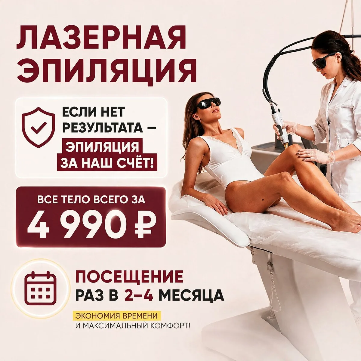 Эпиляция на александритовом лазере — 3 зоны за 3 990 ₽!