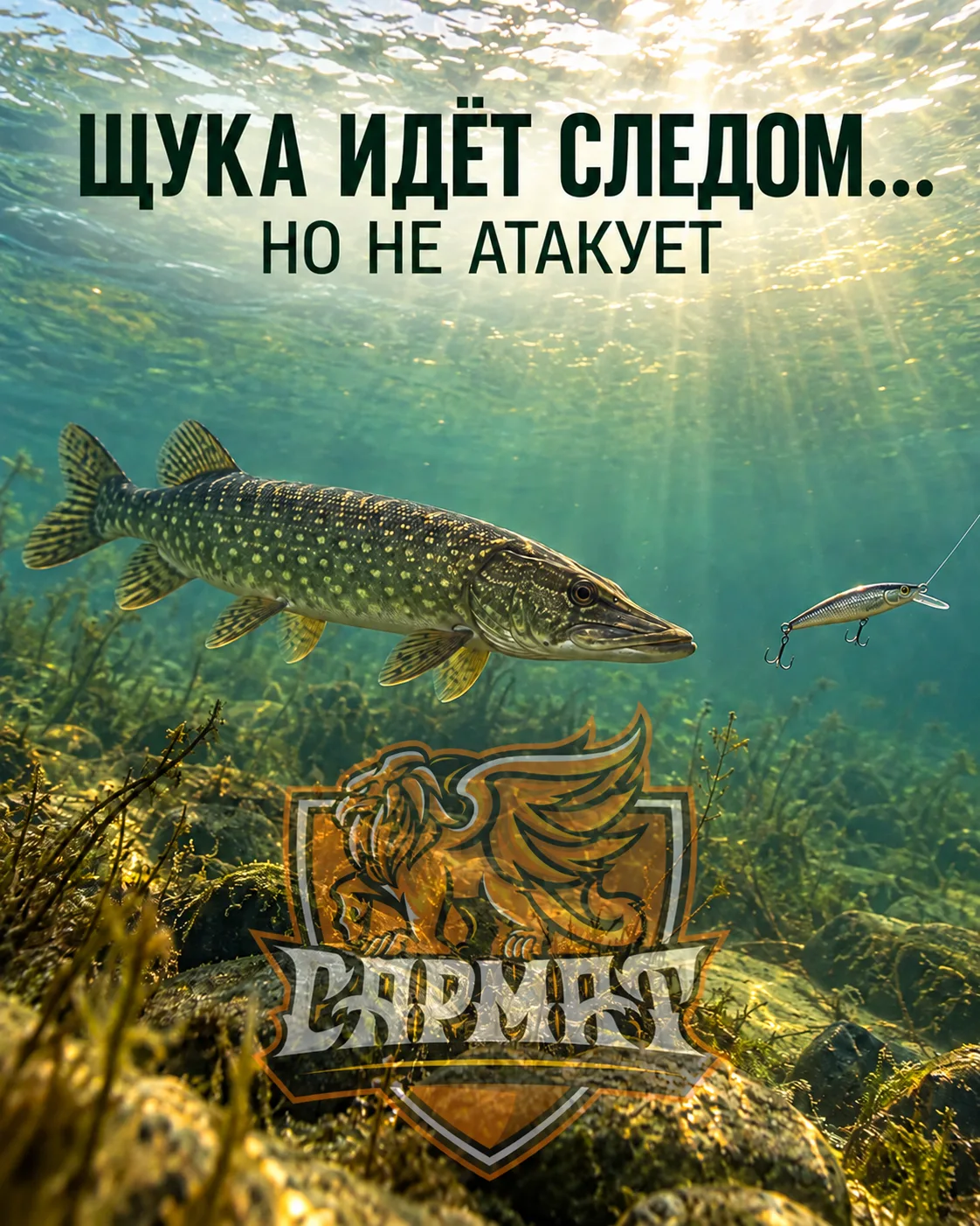 🐊 Щука идёт за приманкой, но не атакует