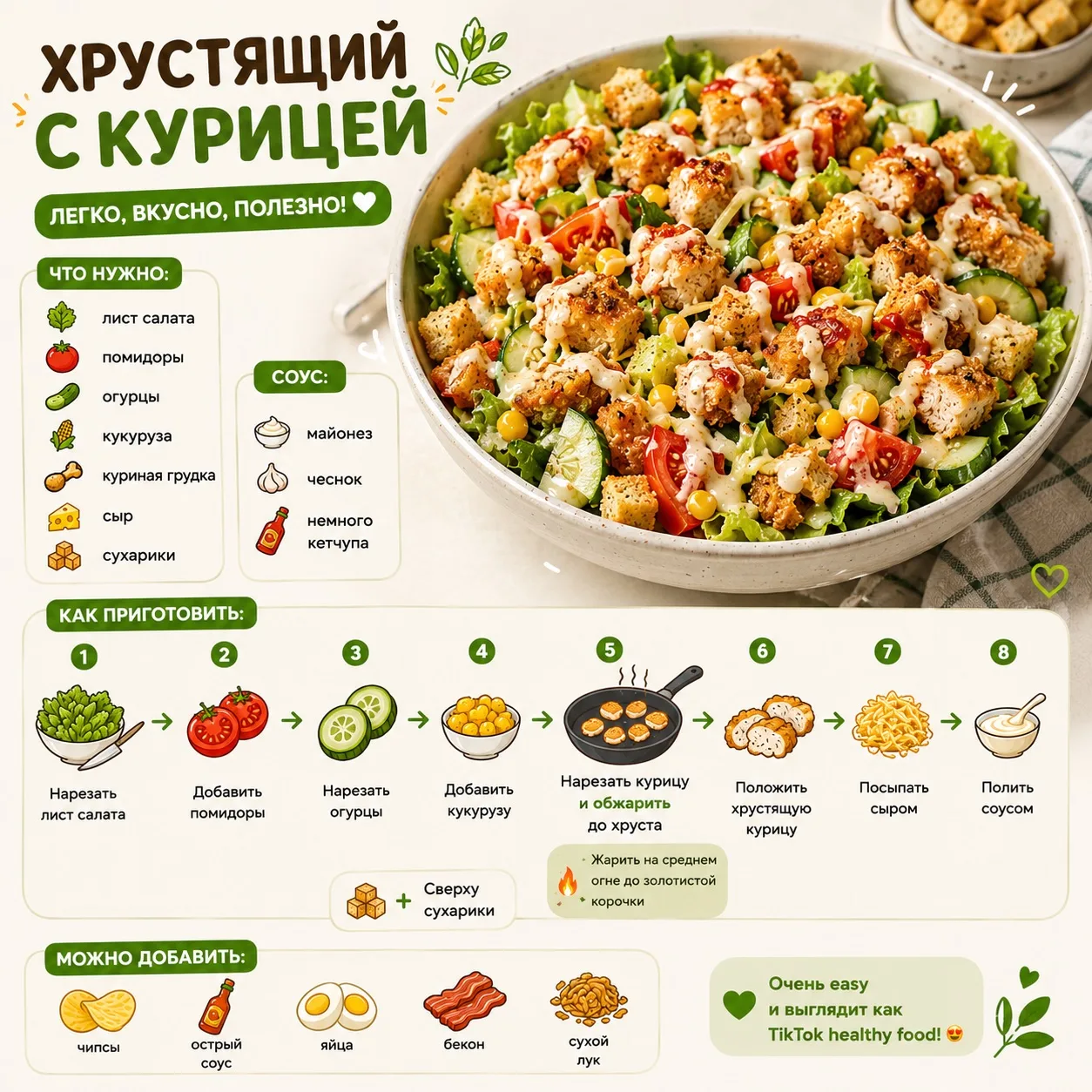 🥗 ХРУСТЯЩИЙ С КУРИЦЕЙ ✨