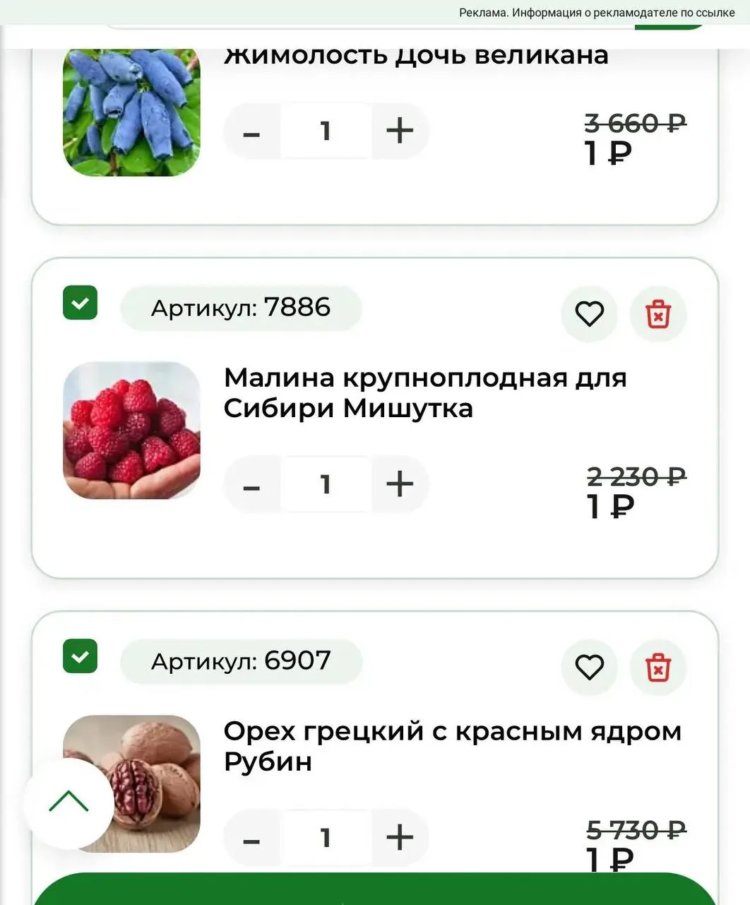 5 саженцев за 5₽