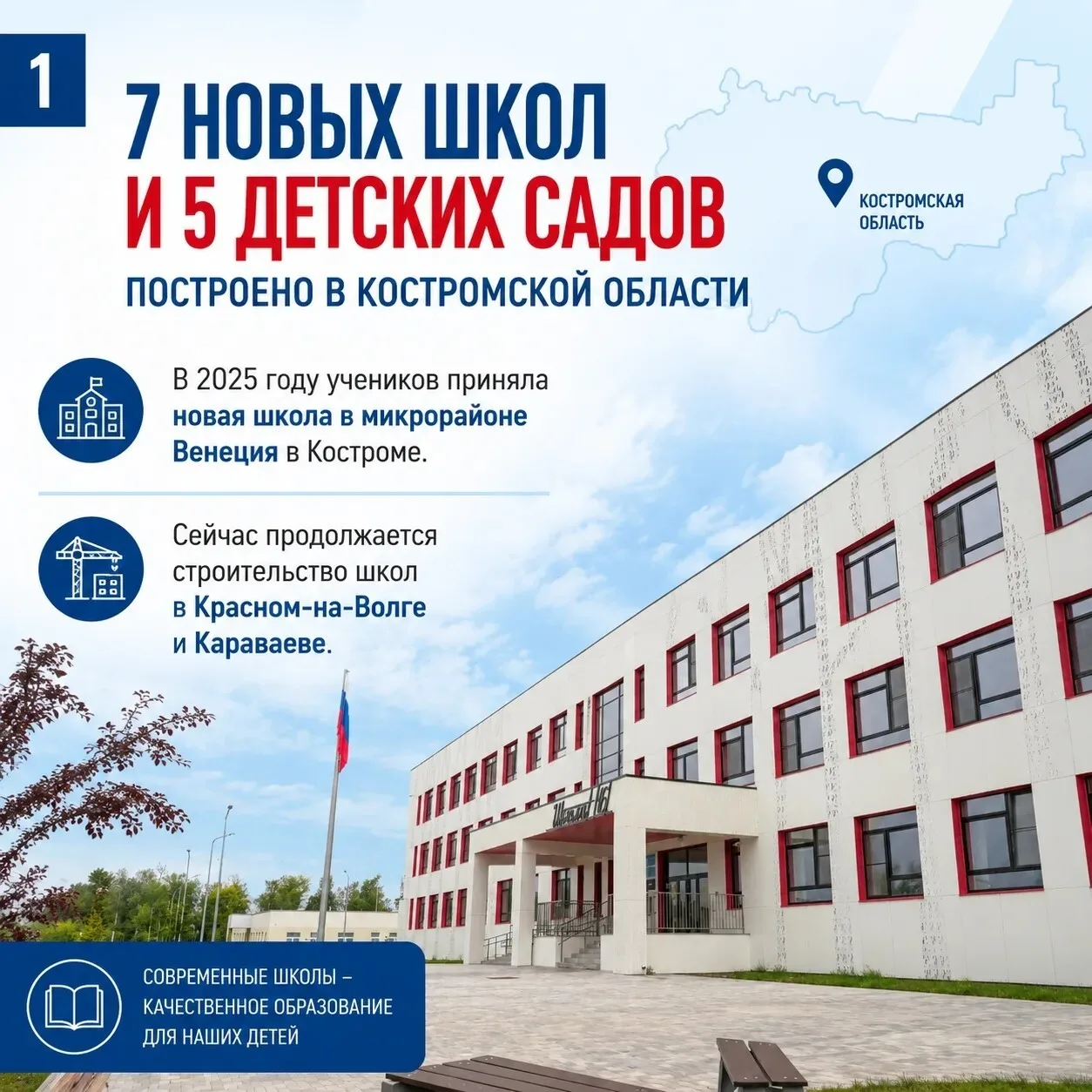 Костромская область продолжает развивать систему образования — от детского сада и школы...