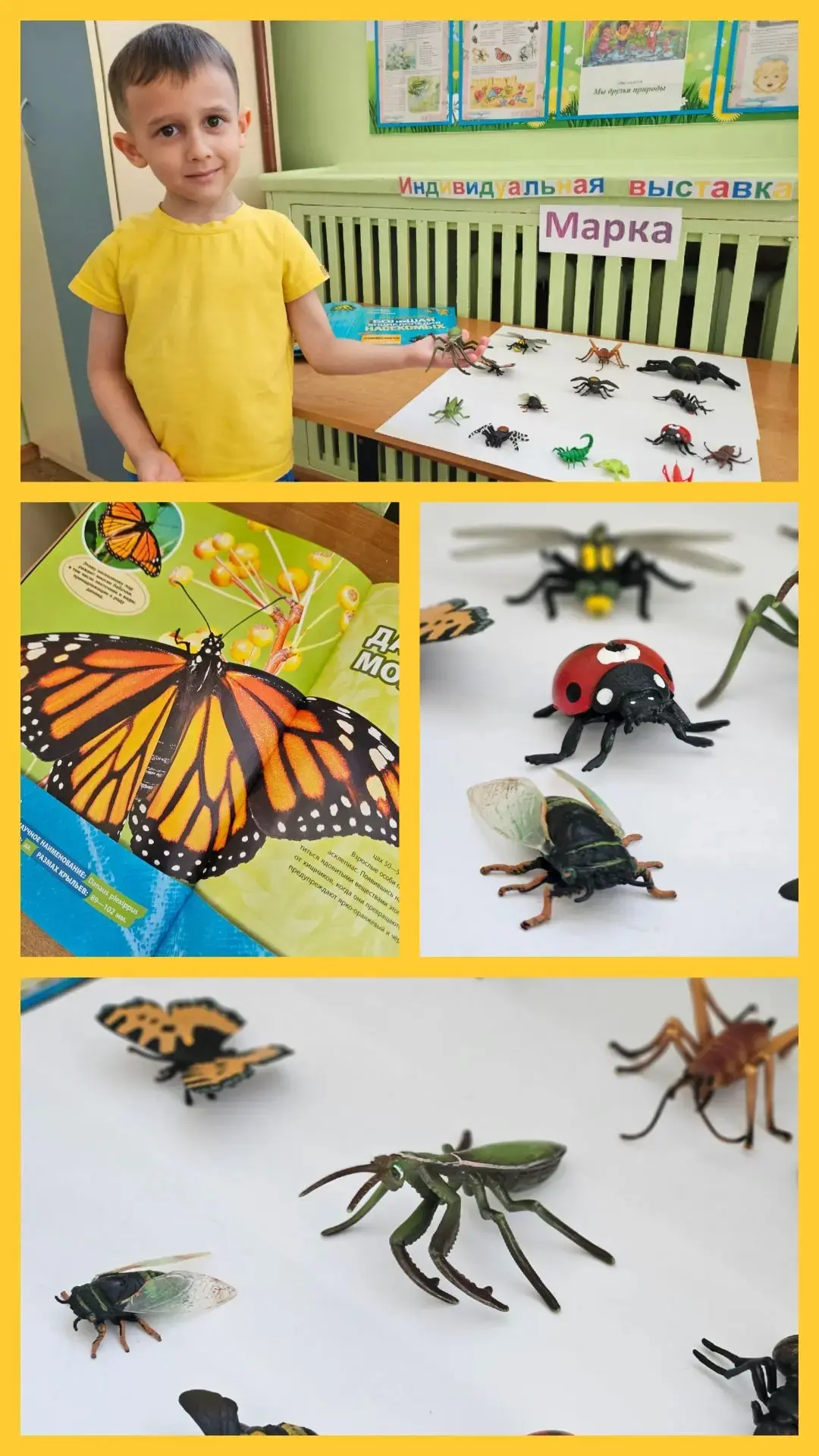 🦋🐞🐜В группе "Солнышко" проходит индивидуальная выставка детей.