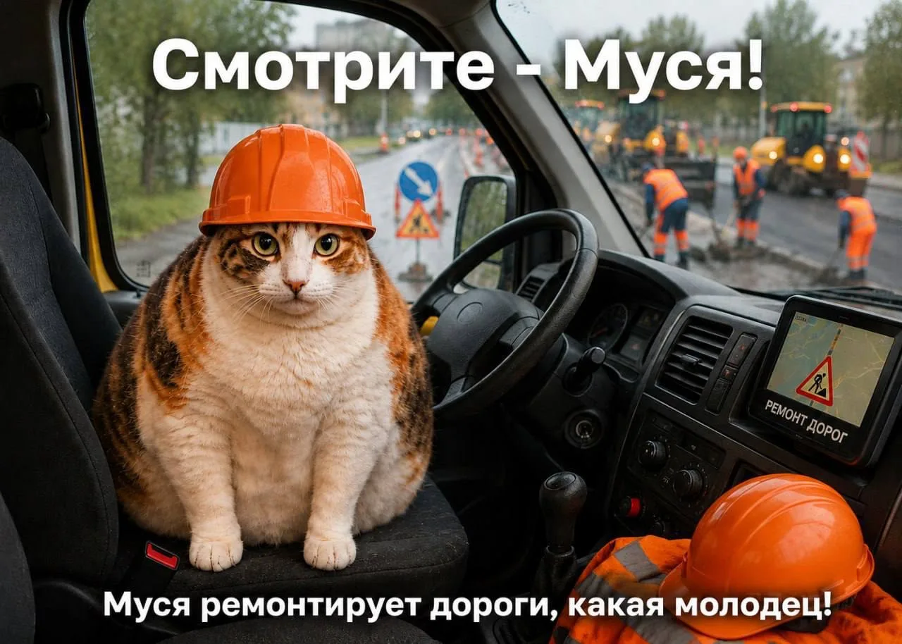 И мы не прошли мимо мема — Муся теперь у нас в Подмосковье активно участвует во всех делах!   Минтра