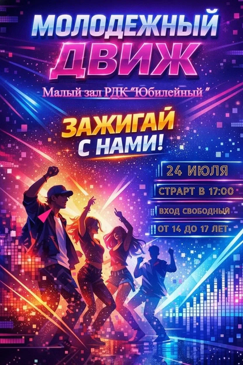 ⚡«Молодёжный движ» — танцевальная программа, которая не оставит тебя равнодушным!

📅 Дата: 24 июля
