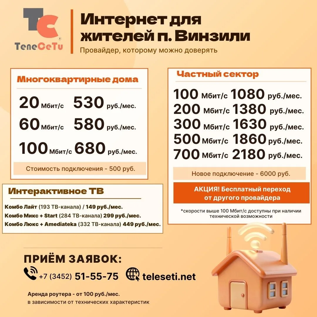 Тарифы для жителей п. Винзили