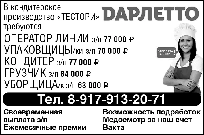 В кондитерское производство "ТЕСТОРИ" требуются: