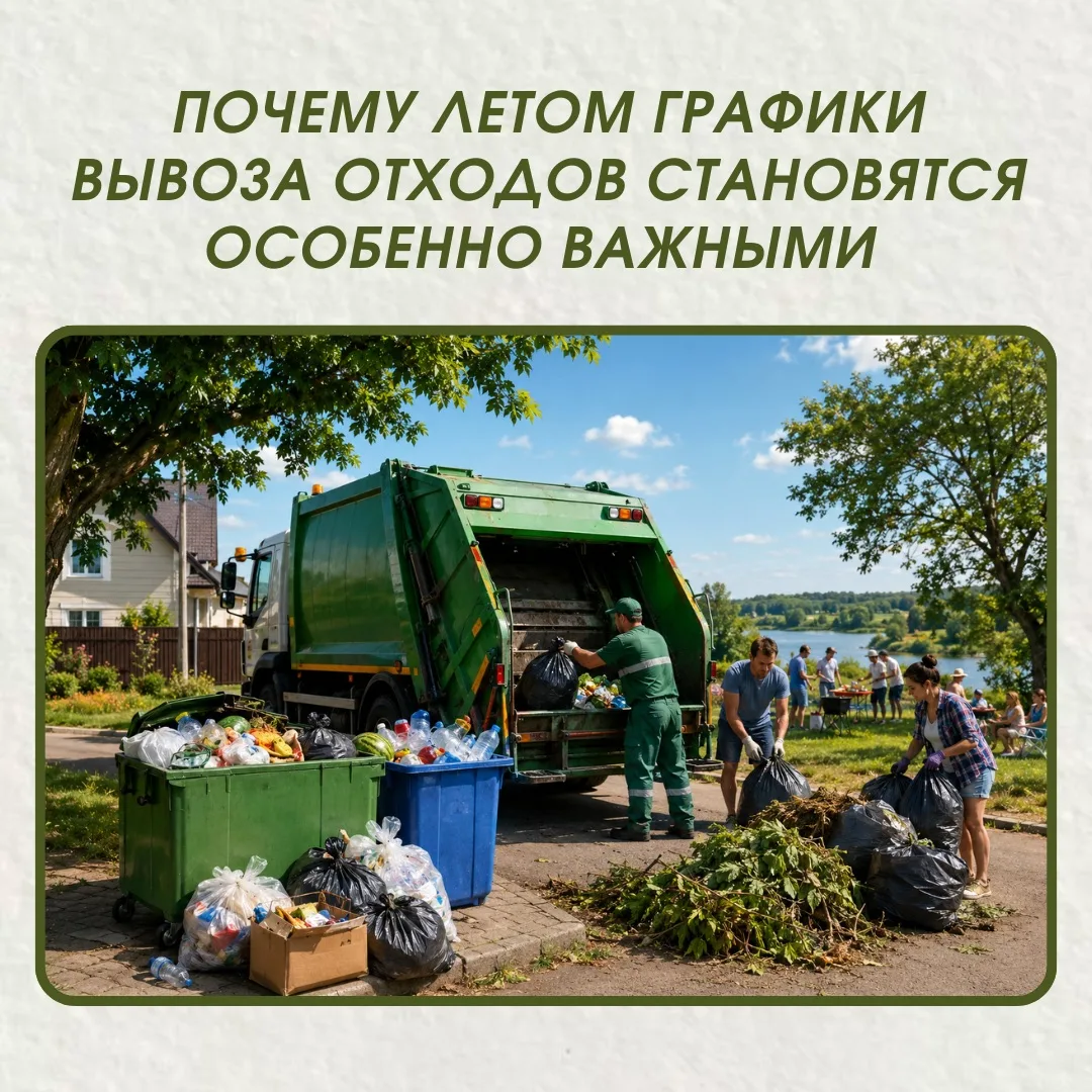 Почему летом графики вывоза отходов становятся особенно важными✅

Лето — время отпусков, отдыха на п