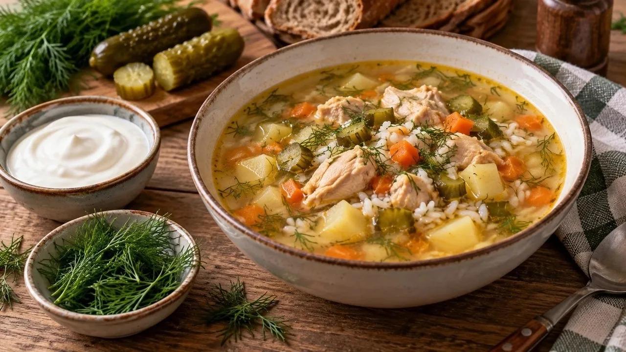 🔥Рассольник без перловки: быстрый вариант с курицей и рисом