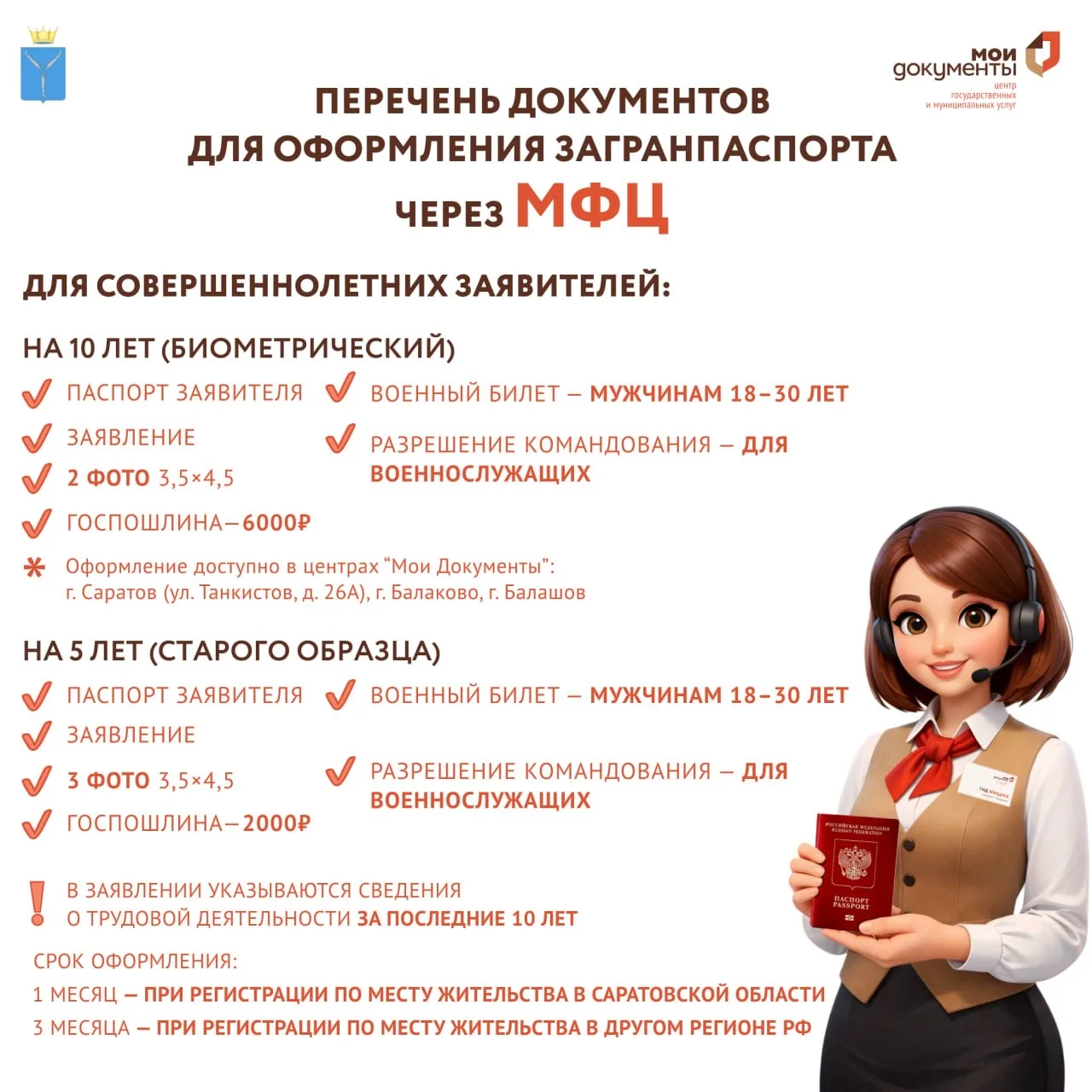 Уважаемые заявители!  📌Предлагаем ознакомиться с порядком оформления загранпаспорта в центрах «Мои Д