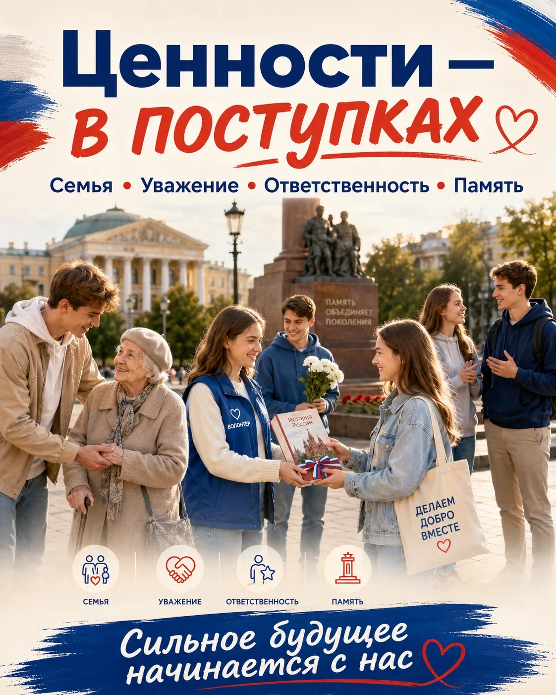 Сильная страна начинается с людей, которые помнят свои корни, уважают семью, культуру и тех, кто ряд