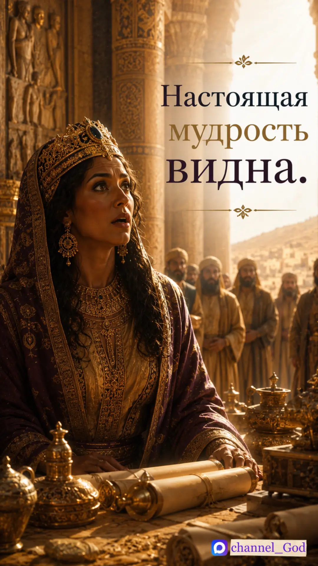Царица Савская удивлённо смотрит.
