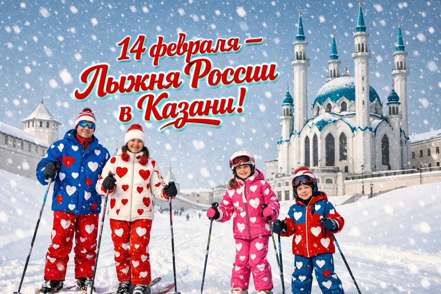 ❤ 14 февраля в Казани состоится Всероссийская массовая лыжная гонка «Лыжня России»  В каждом районе 