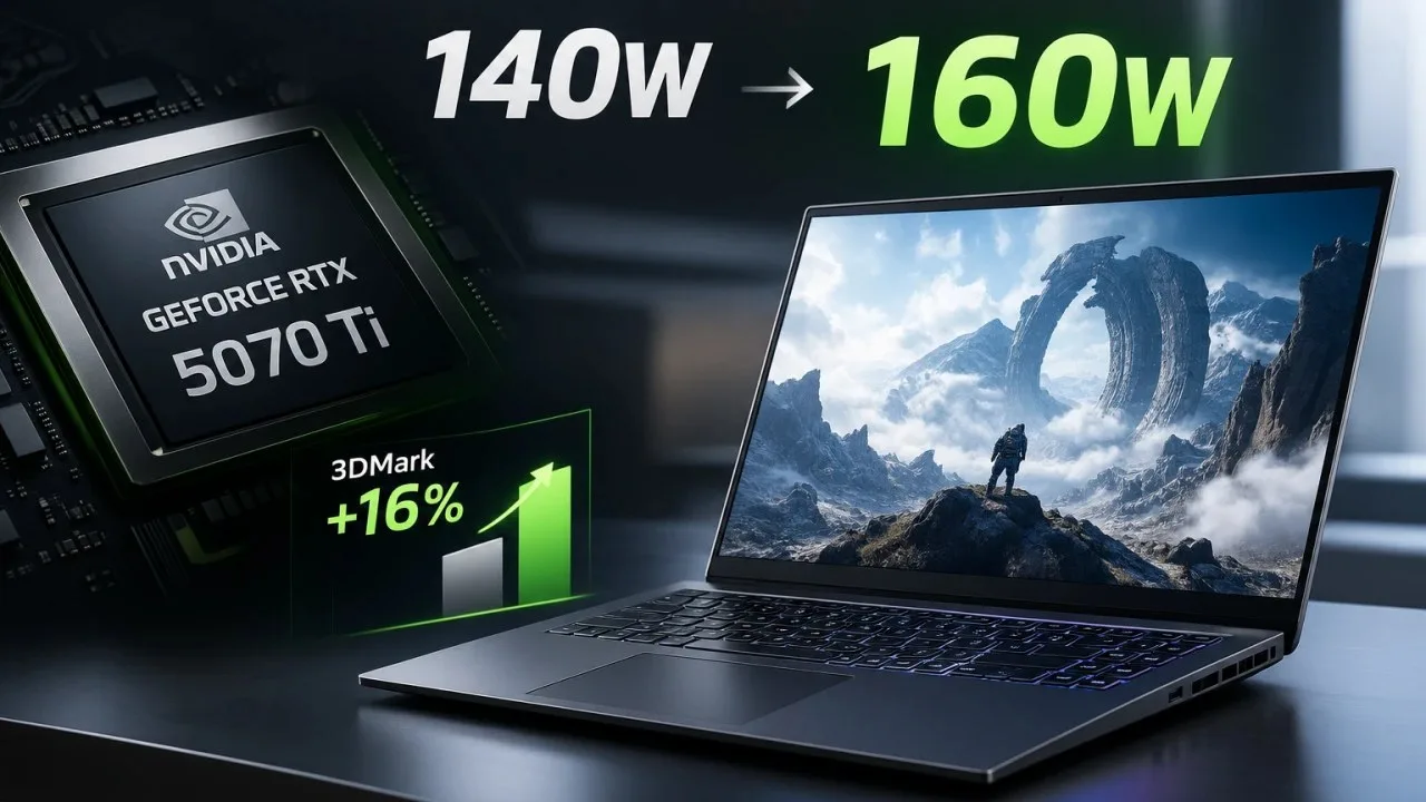 Как энтузиаст поднял лимит мощности ноутбучной RTX 5070 Ti до 160 Вт и почему это риско...