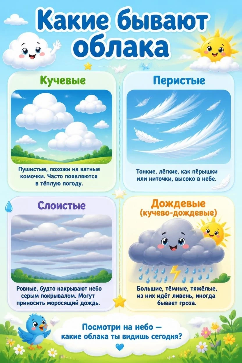 🌤️ Облака: небесные друзья наших малышей

Уважаемые родители!🤗

Сегодня хотим рассказать вам о том