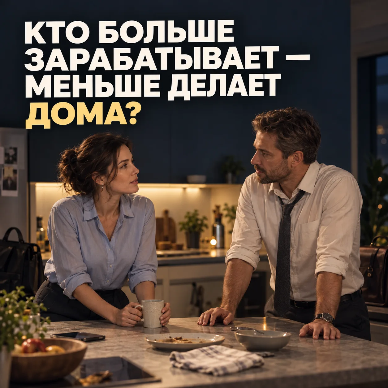 Оба работают, но мужчина зарабатывает в три раза больше.