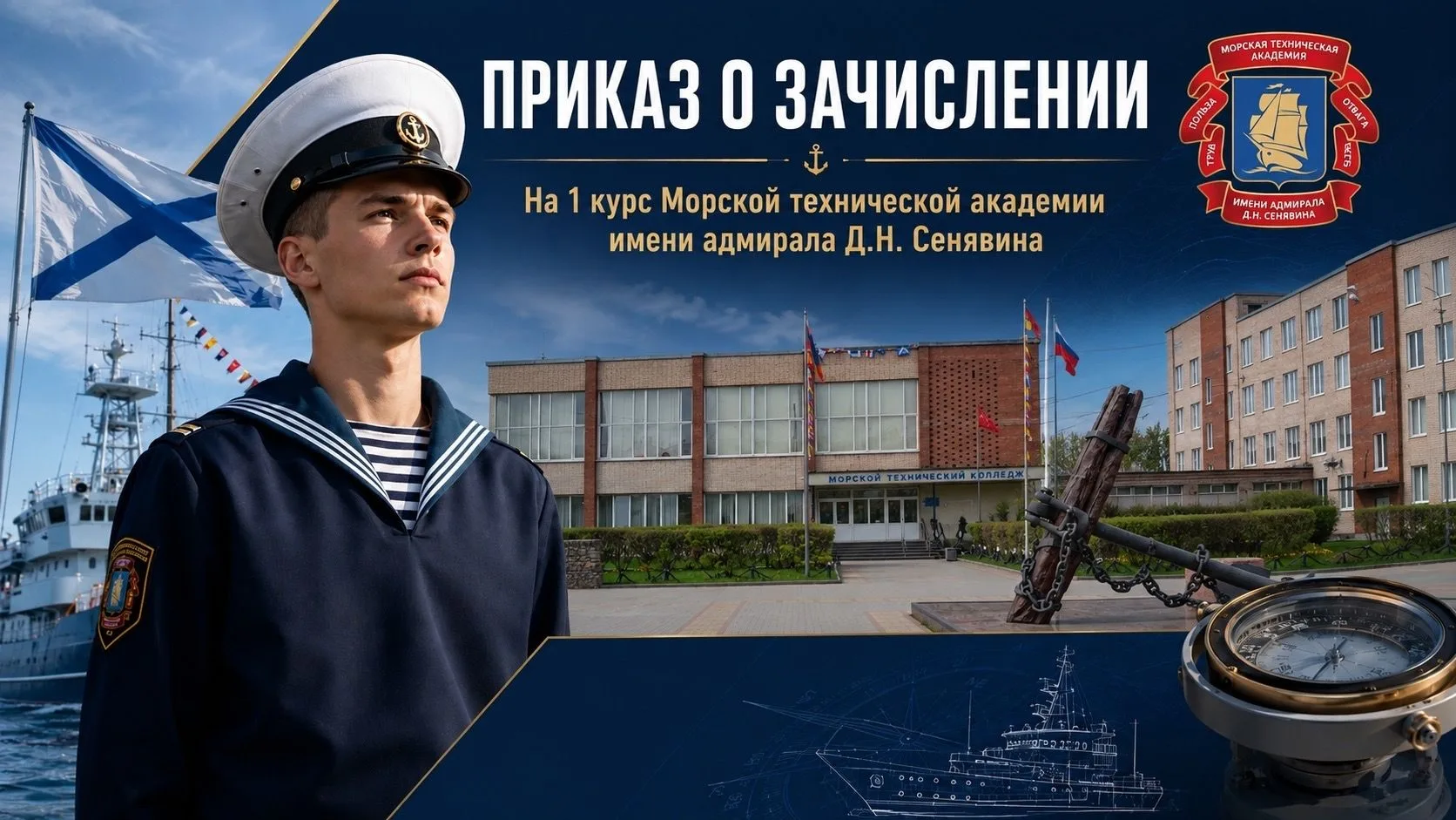 Поздравляем абитуриентов, успешно прошедших отбор и зачисленных на 1 курс Морской техни...