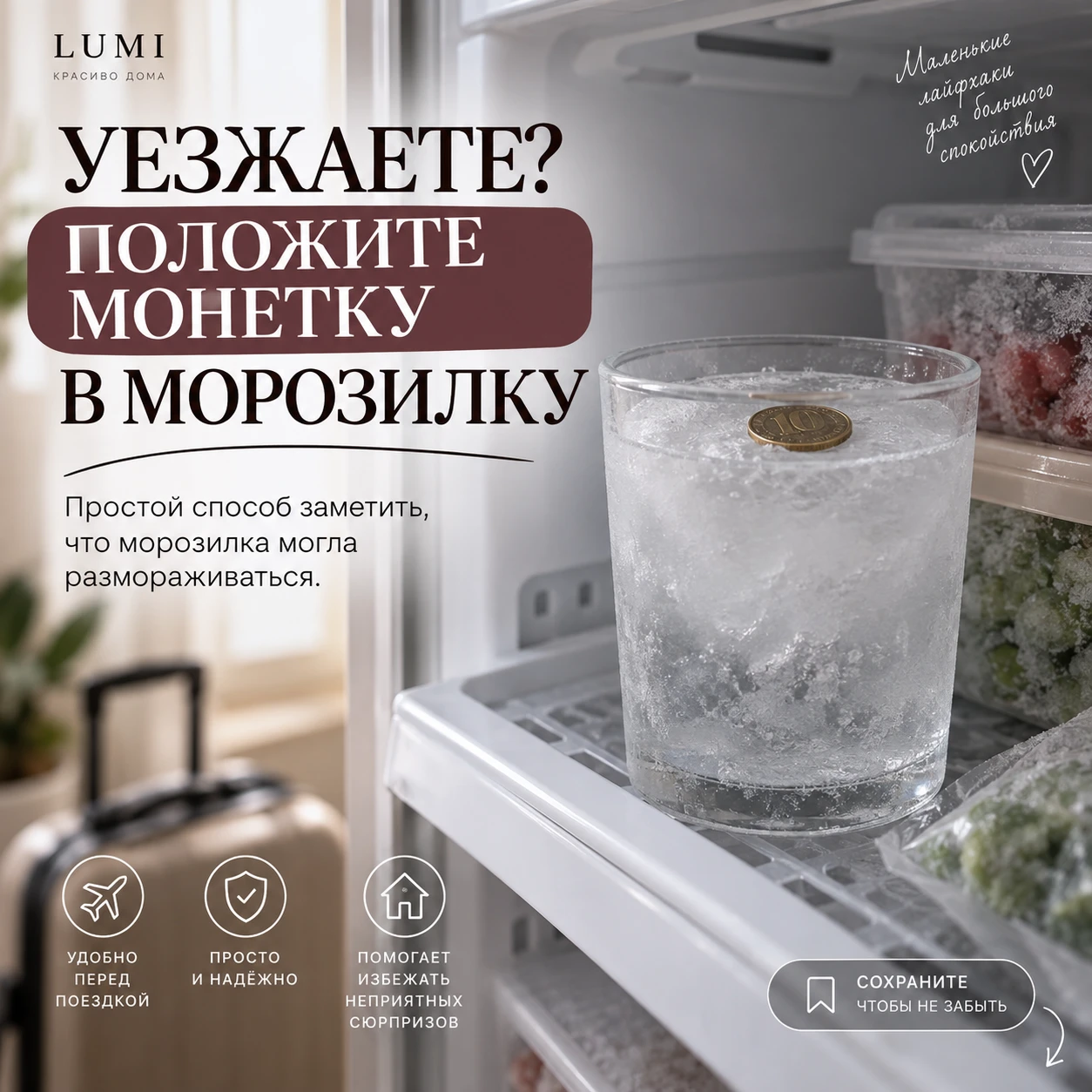 🧊 ЗАЧЕМ КЛАСТЬ МОНЕТКУ В МОРОЗИЛКУ ПЕРЕД ОТПУСКОМ? 👀