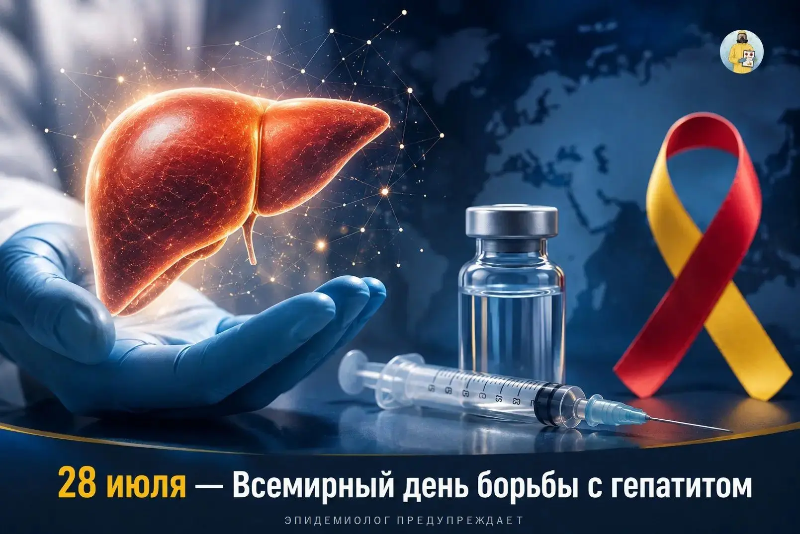🟡 28 июля — Всемирный день борьбы с гепатитом

Вирусный гепатит B — один из наиболее убедительных п