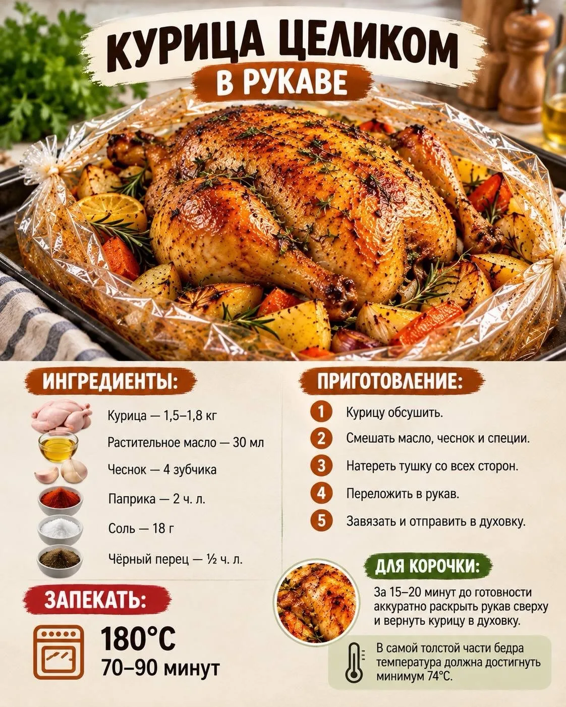 🍗Как правильно запекать в рукаве?