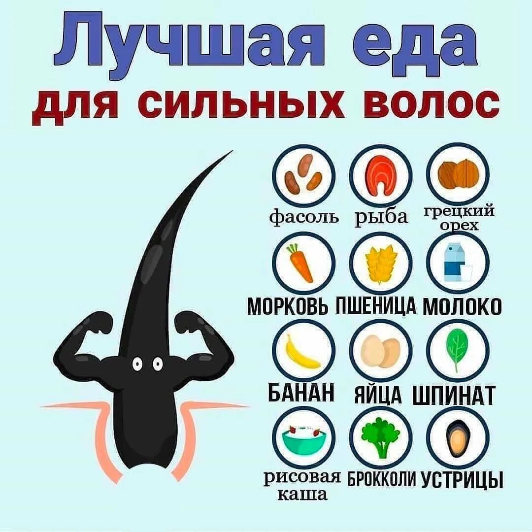 Продукты для сильных и здоровых волос.