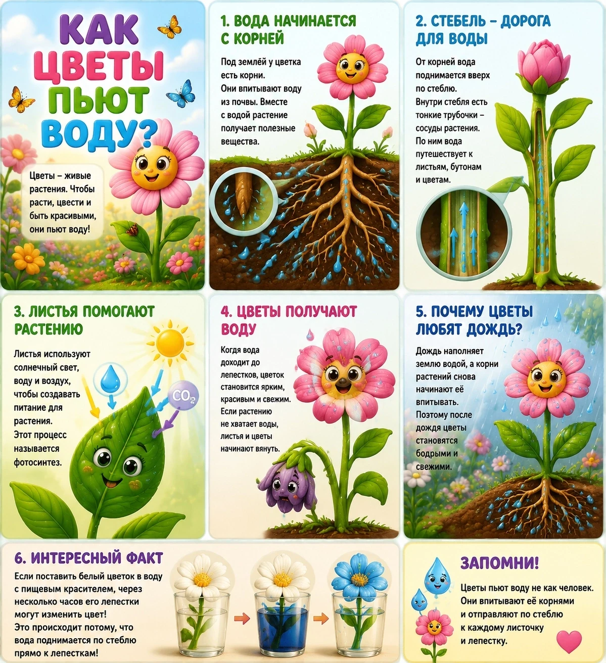 🌸 Как цветы пьют воду?