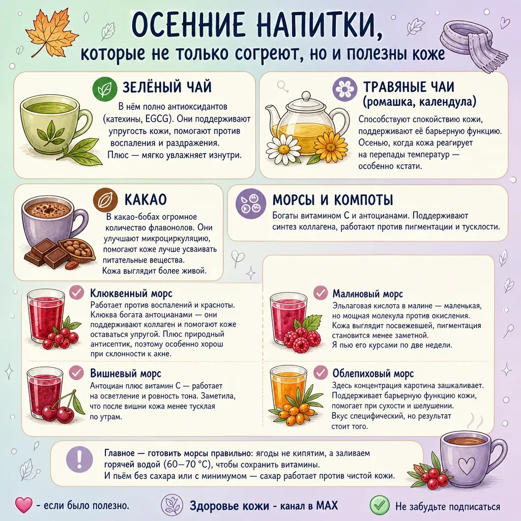 🍁 Осенние напитки, которые не только согреют, но и полезны коже