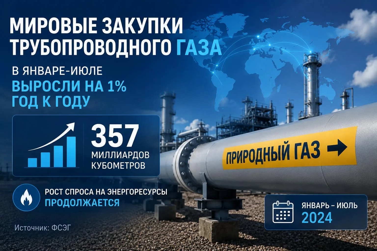 💬 Обозрение: мировые закупки трубопроводного газа в январе - июле выросли на 1% год к ...