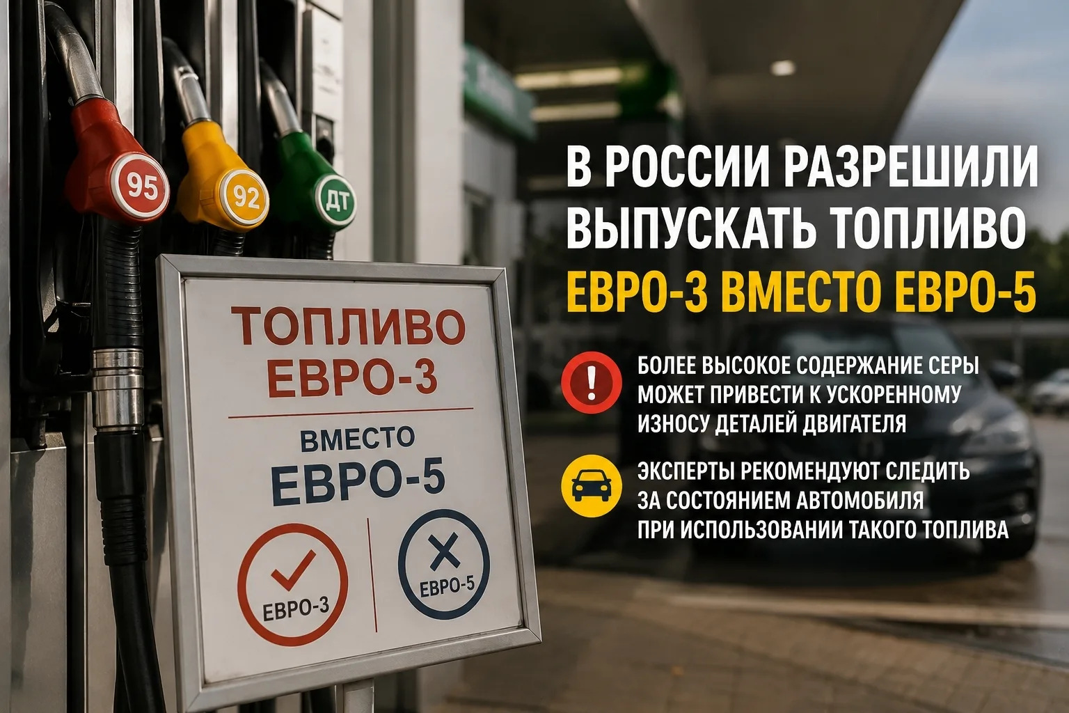 ⛽ Автомобилистам стоит обратить внимание: в России продлили возможность выпуска топлива с характерис