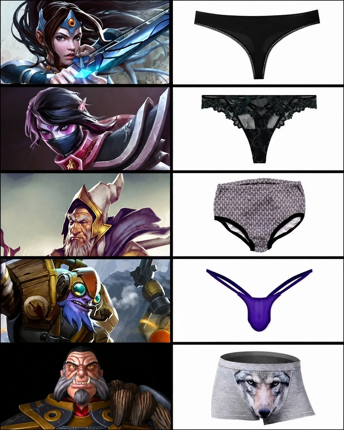 Если бы героям Dota 2 подбирали нижнее бельё.