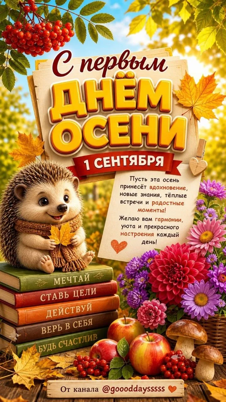 🍂 Оформила для вас нейро открытки с пожеланиями на #первыйденьосени