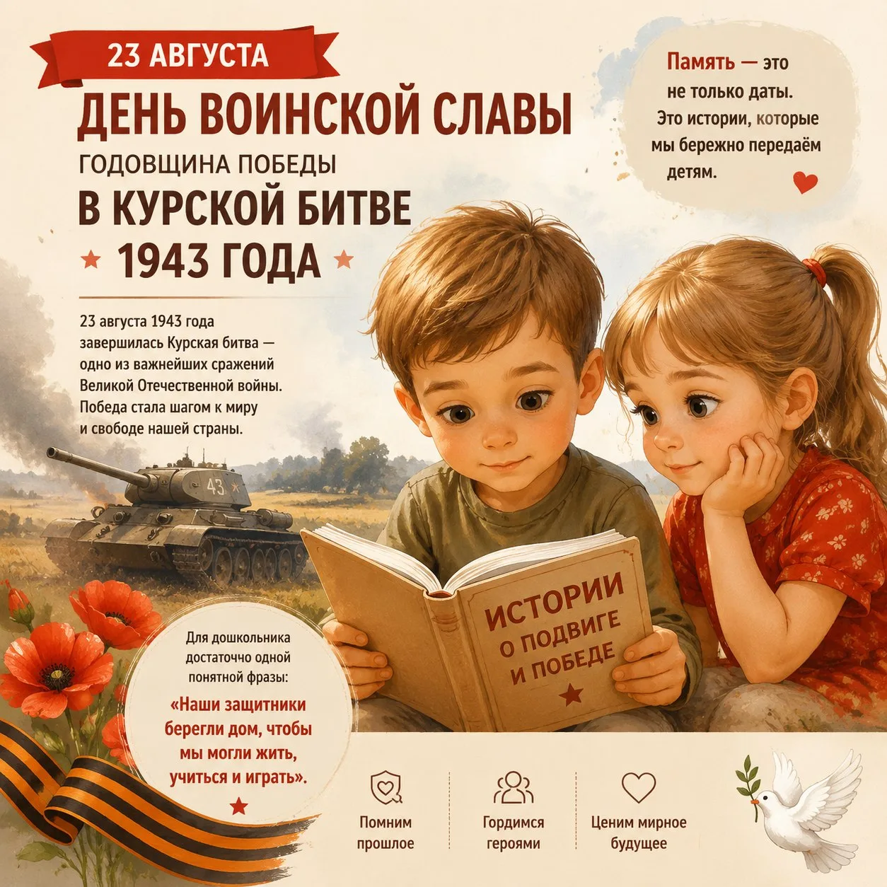 🎖 23 августа — День воинской славы России: годовщина победы в Курской битве (1943 год).