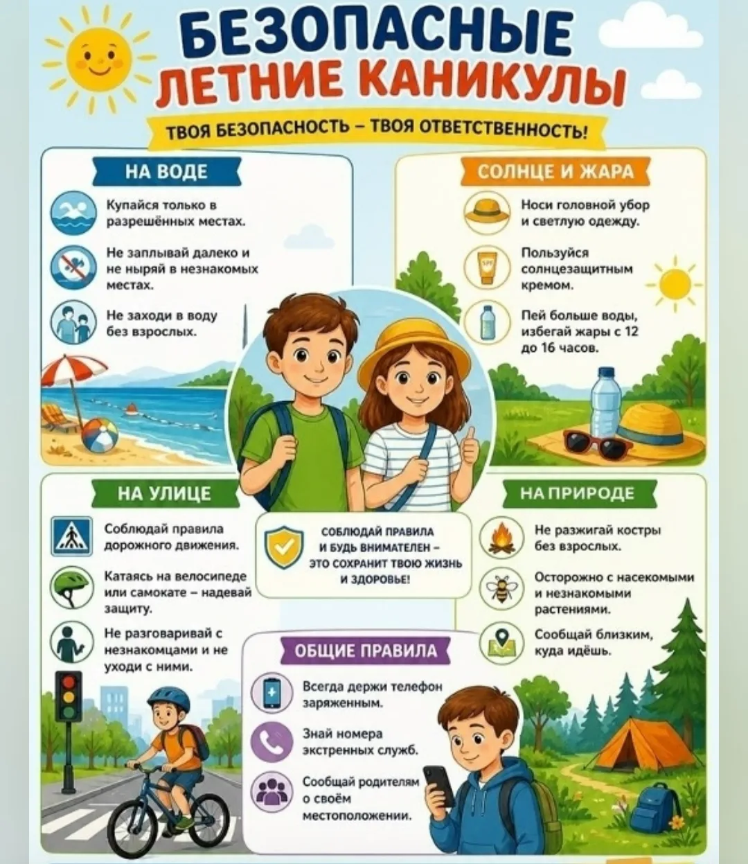 🌞Летние каникулы 2026: Памятка по безопасности для школьников и родителей