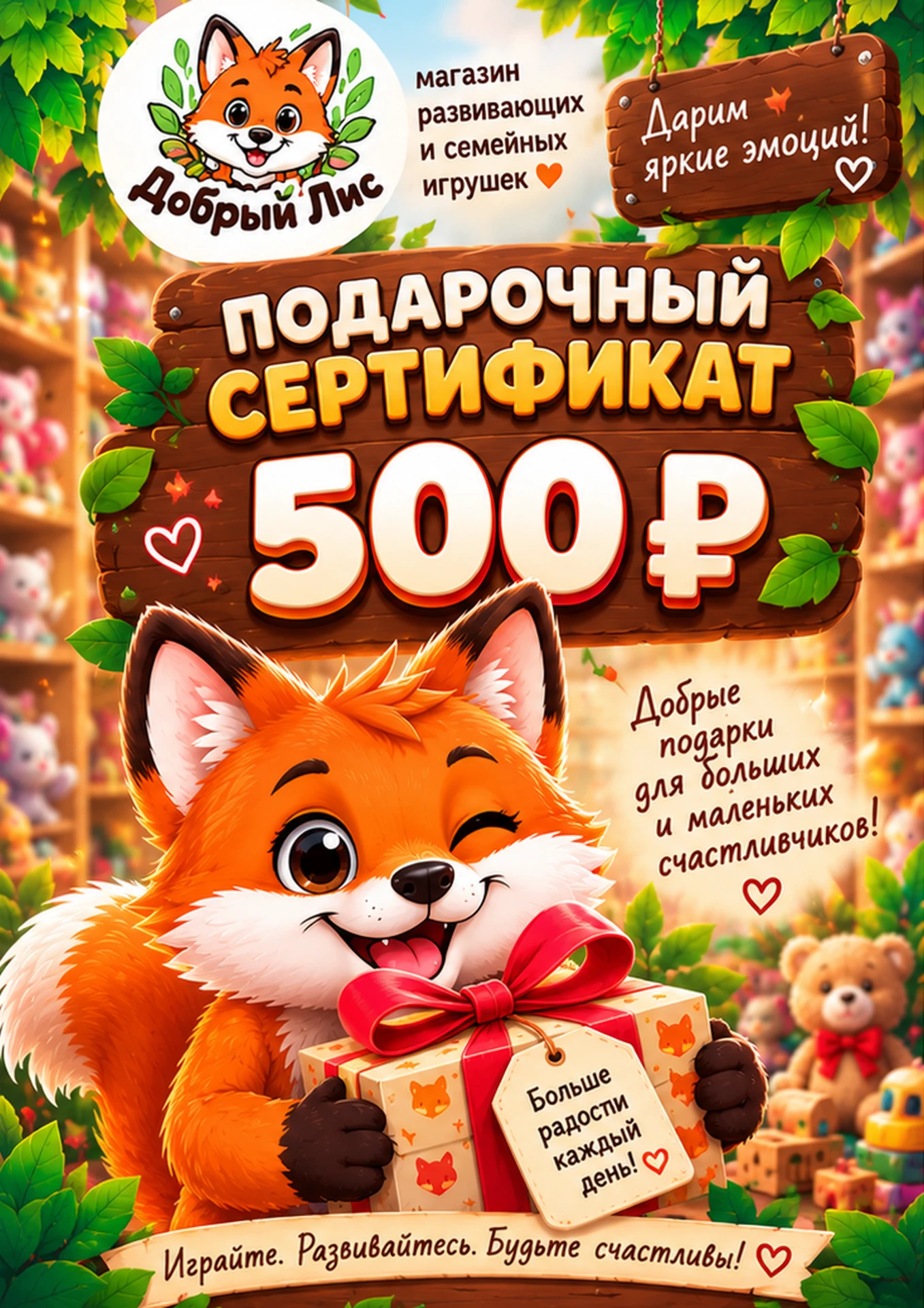 🎉 НАША ПЕРВАЯ СОТНЯ — РОЗЫГРЫШ ПОДАРОЧНЫХ СЕРТИФИКАТОВ! 🦊