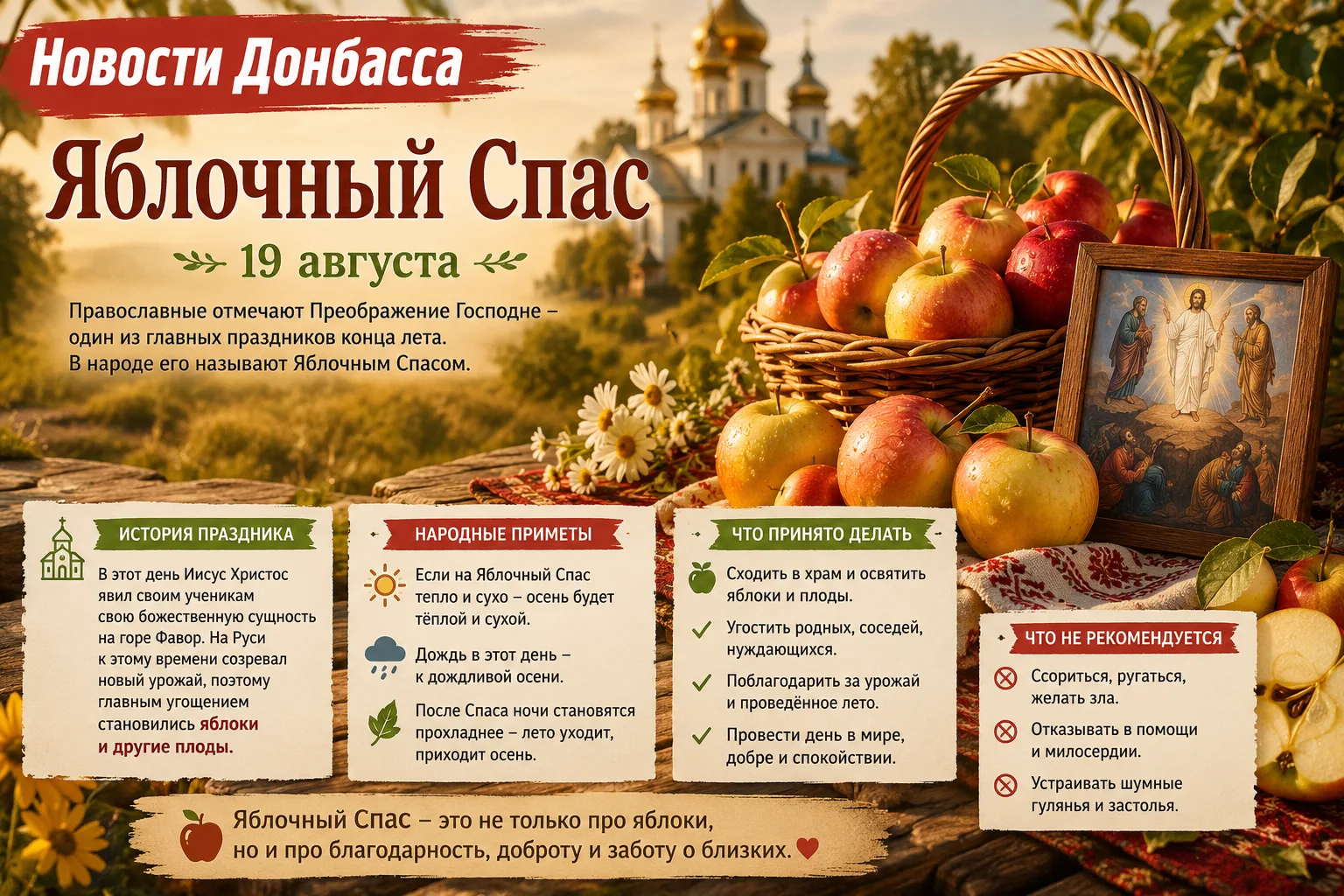 🍎 Яблочный Спас: история, приметы и что принято делать 19 августа