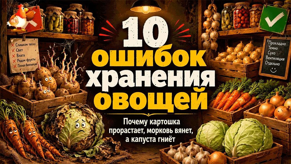 10 ошибок хранения овощей в погребе, из-за которых картошка прорастает, морковь вянет, ...