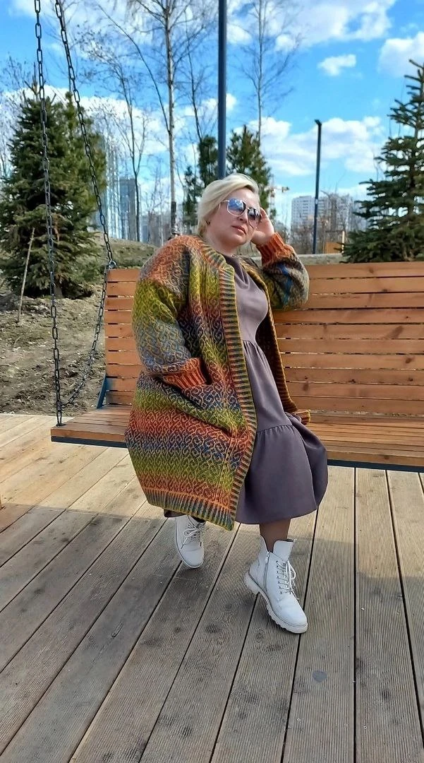 Пальто жаккардом от Татьяны Павловой. ❤️😍