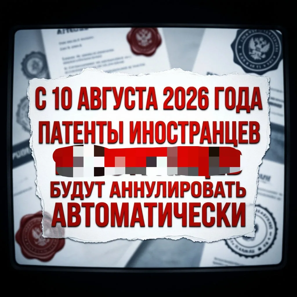 🚨 С 10 августа 2026 года патенты иностранцев будут аннулировать АВТОМАТИЧЕСКИ!