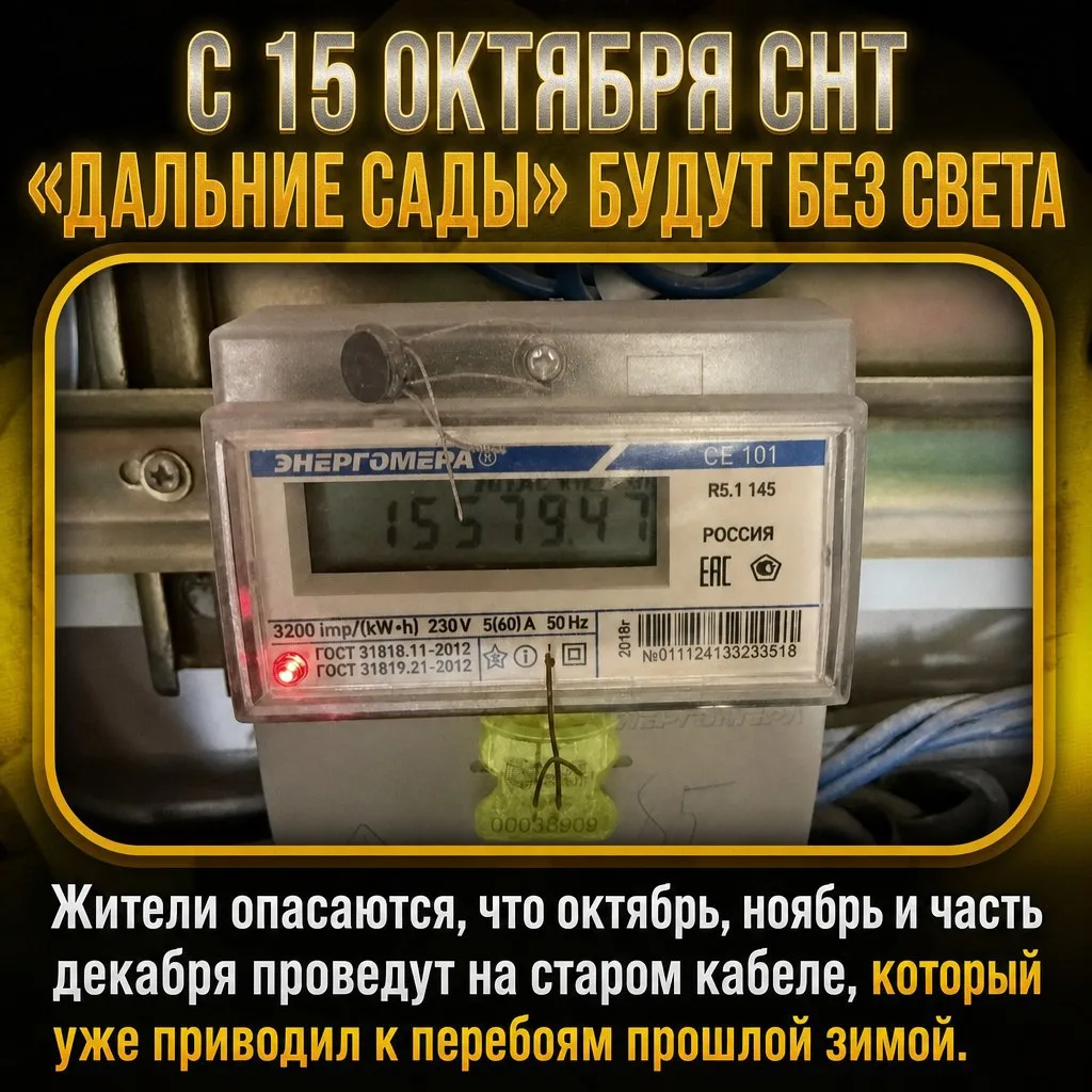 ⚡️Дачники в Воронежской области негодуют: с 15 октября в СНТ «Дальние сады» снова плани...
