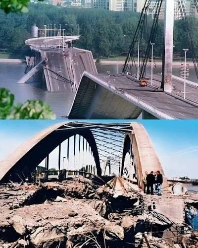 Мосты в Нови-Саде, Сербия, апрель 1999 г. Бомбардировки США.