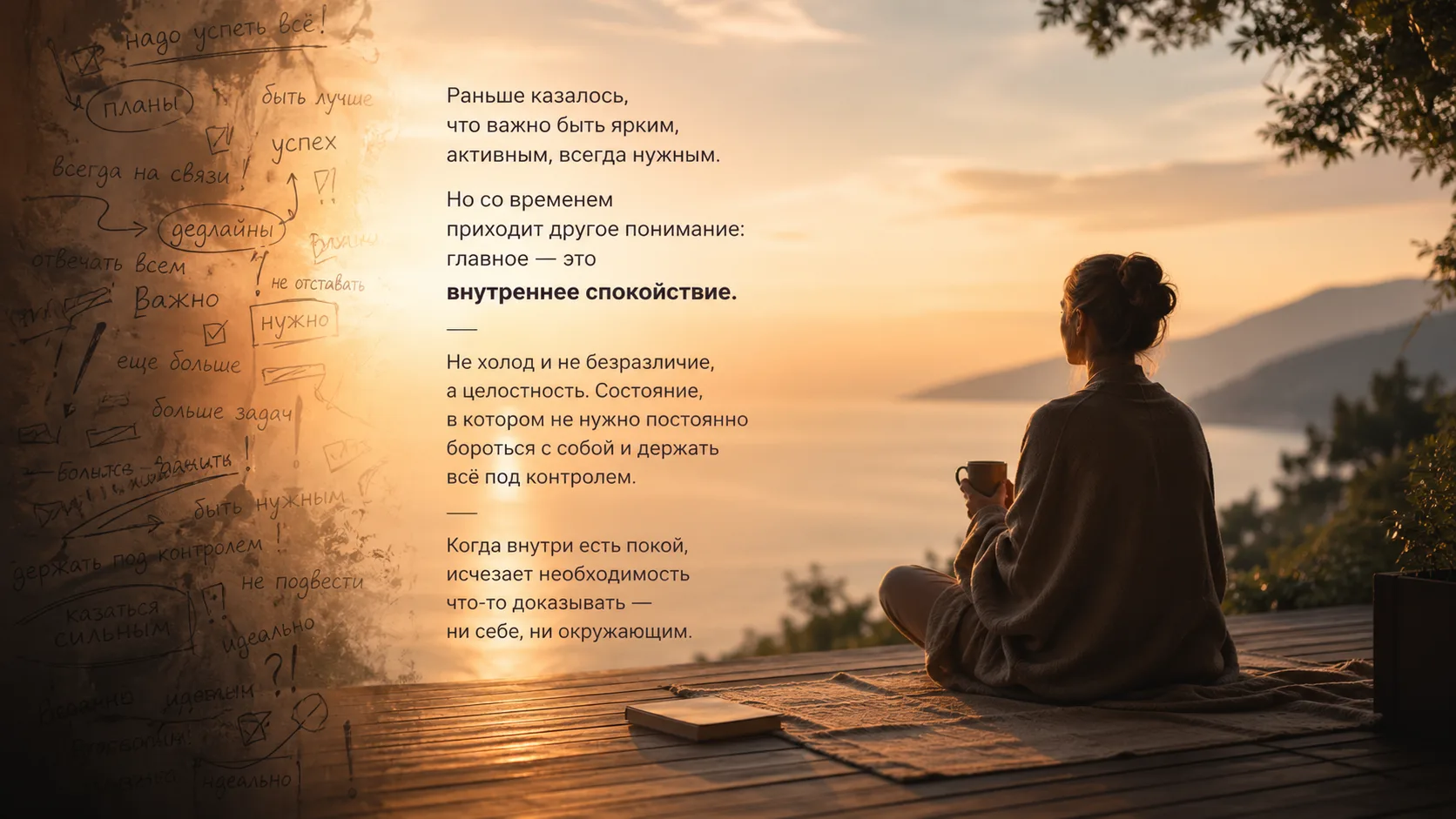 Раньше казалось, что важно быть ярким, активным, всегда нужным. Но со временем приходит...