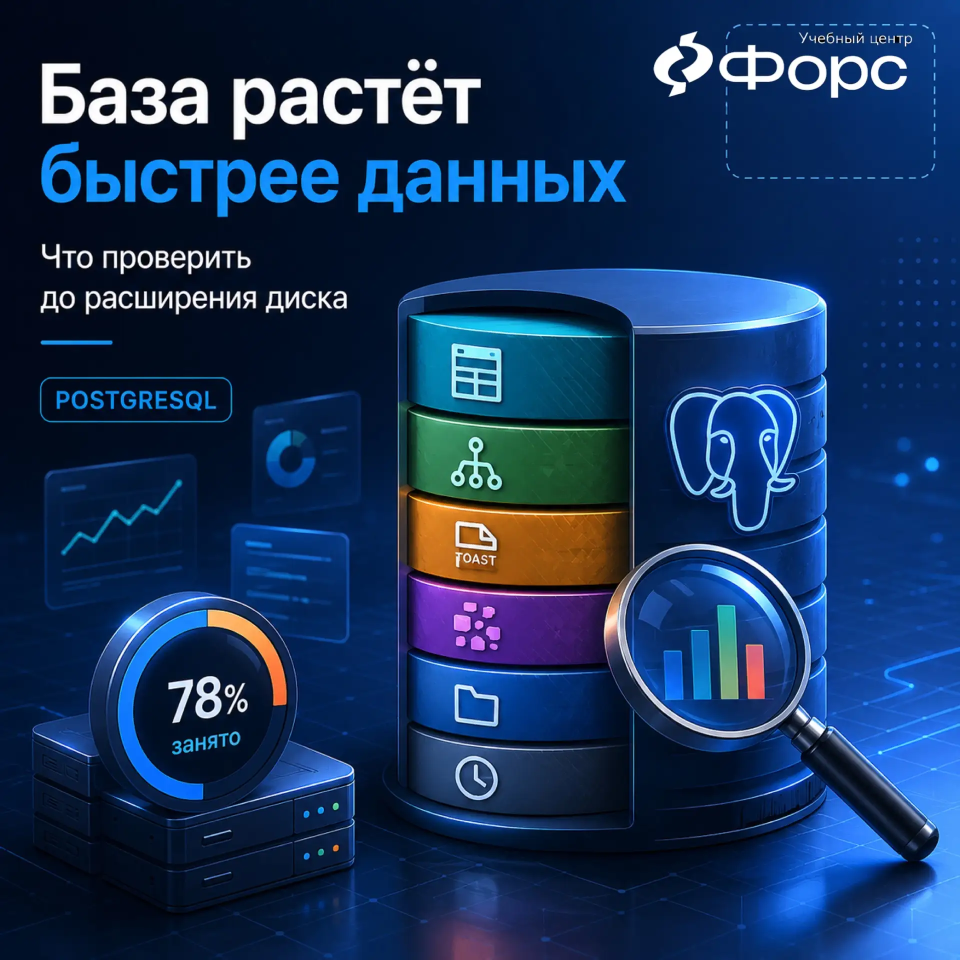 База PostgreSQL растёт быстрее, чем ожидалось, а место на диске заканчивается.