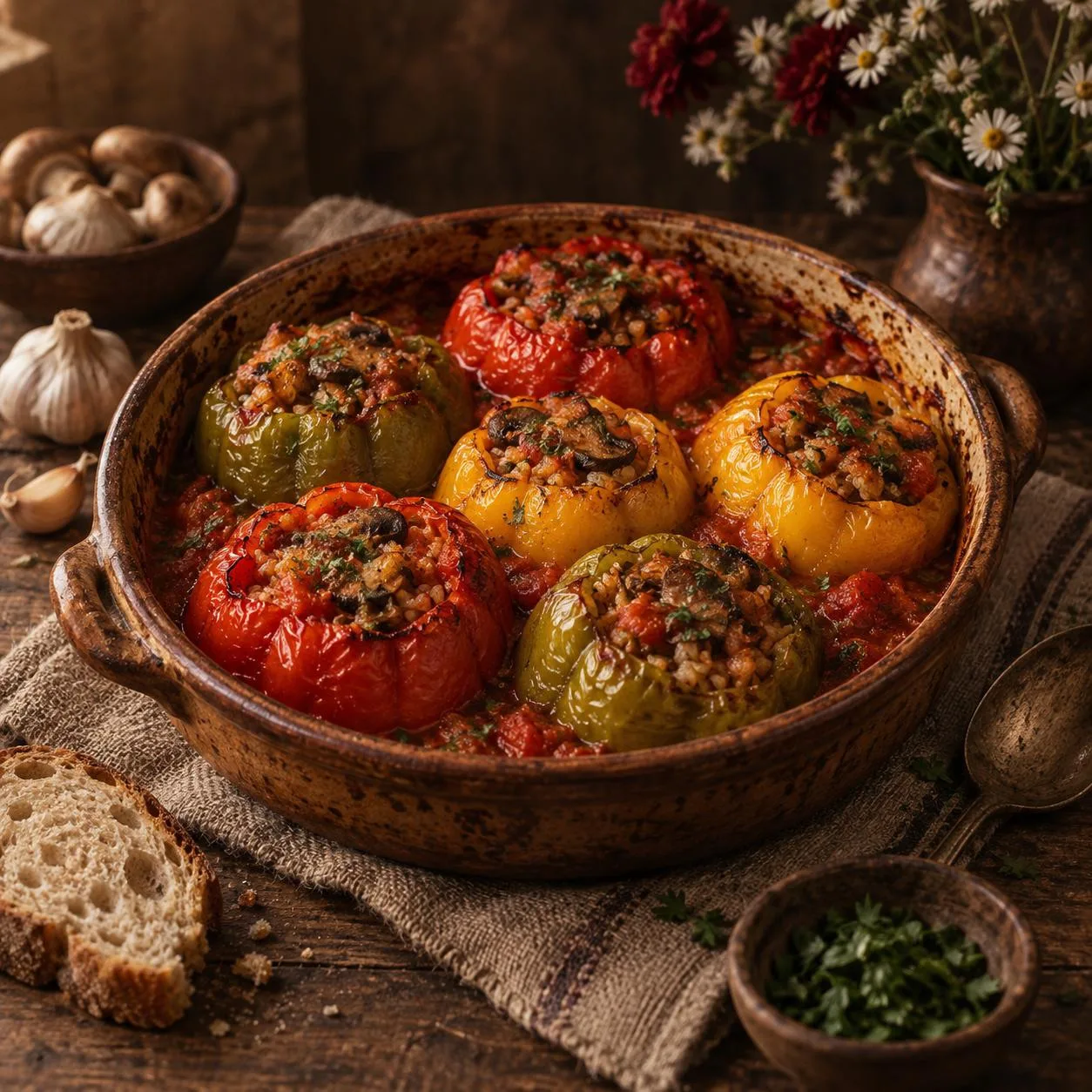 🫑 Фаршированный перец (с рисом и грибами)