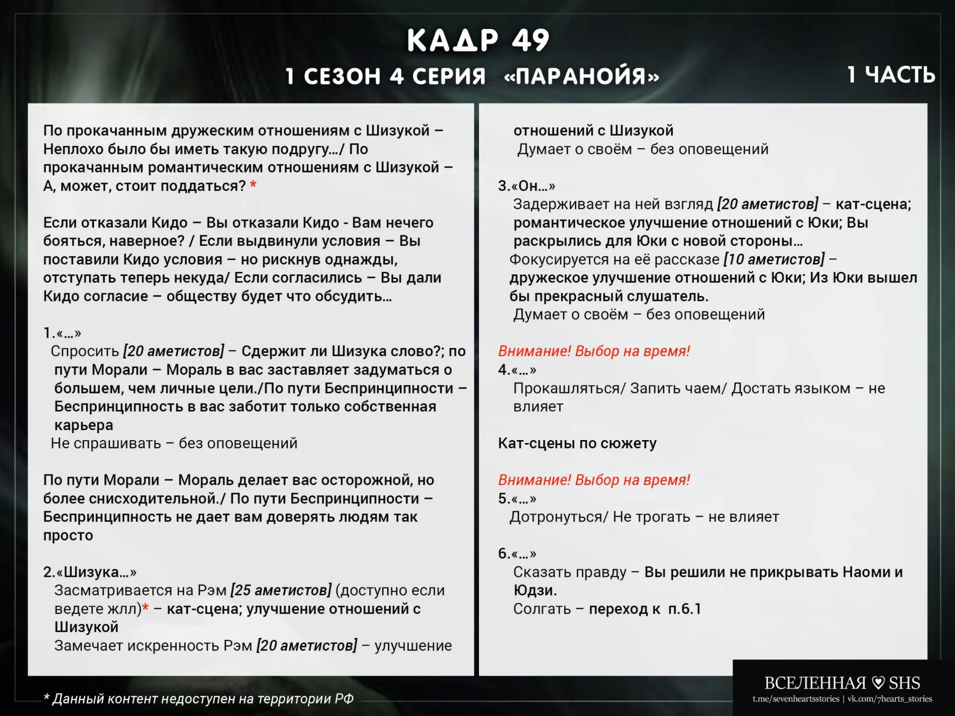 Что же ждет нашу героиню в новых сериях? Чем закончился вечер, когда Шизука заглянула к другу в гост