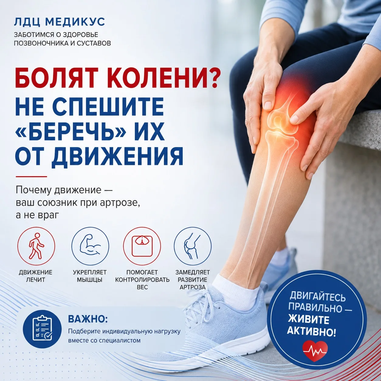 БОЛЯТ КОЛЕНИ? НЕ СПЕШИТЕ «БЕРЕЧЬ» ИХ ОТ ДВИЖЕНИЯ