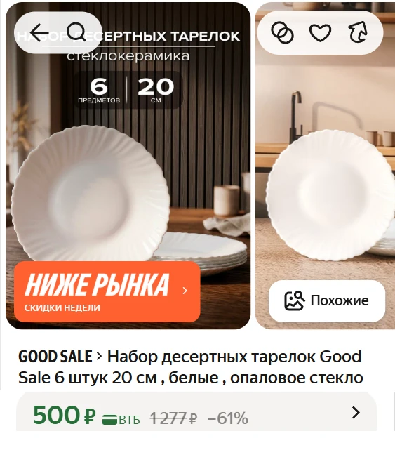 🍽 Набор десертных тарелок Good Sale (6 шт.)