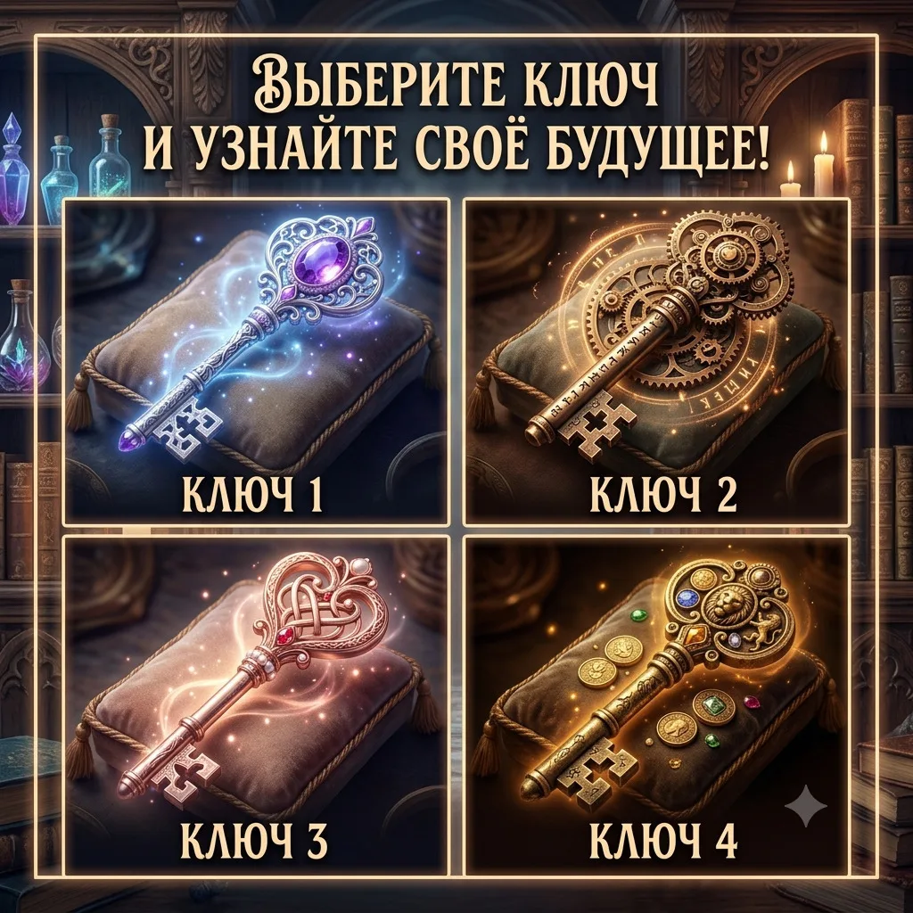 ВЫБЕРИТЕ КЛЮЧ — И УЗНАЙТЕ, КАКАЯ ДВЕРЬ ОТКРОЕТСЯ ДЛЯ ВАС В БЛИЖАЙШЕЕ ВРЕМЯ 🗝